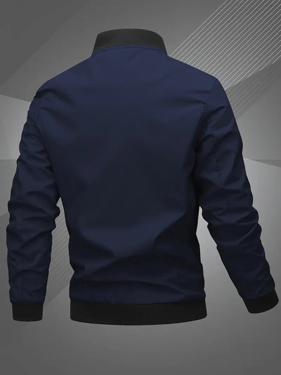 Herren Bomber Jacket Lässige Polyester Collegejacke Mit Baseball-Kragen