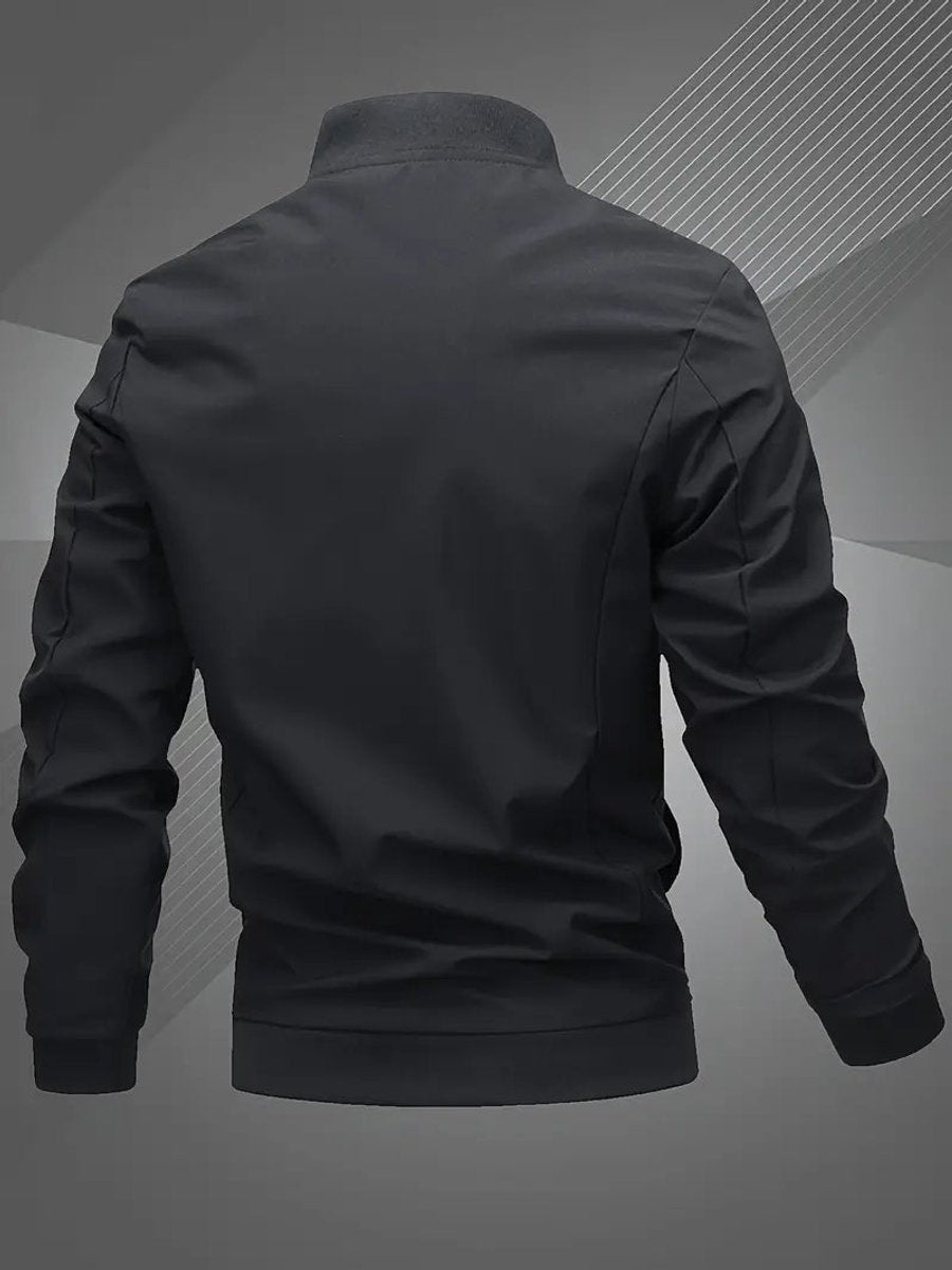 Herren Bomber Jacket Lässige Polyester Collegejacke Mit Baseball-Kragen