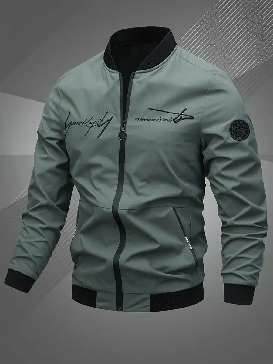 Herren Bomber Jacket Lässige Polyester Collegejacke Mit Baseball-Kragen