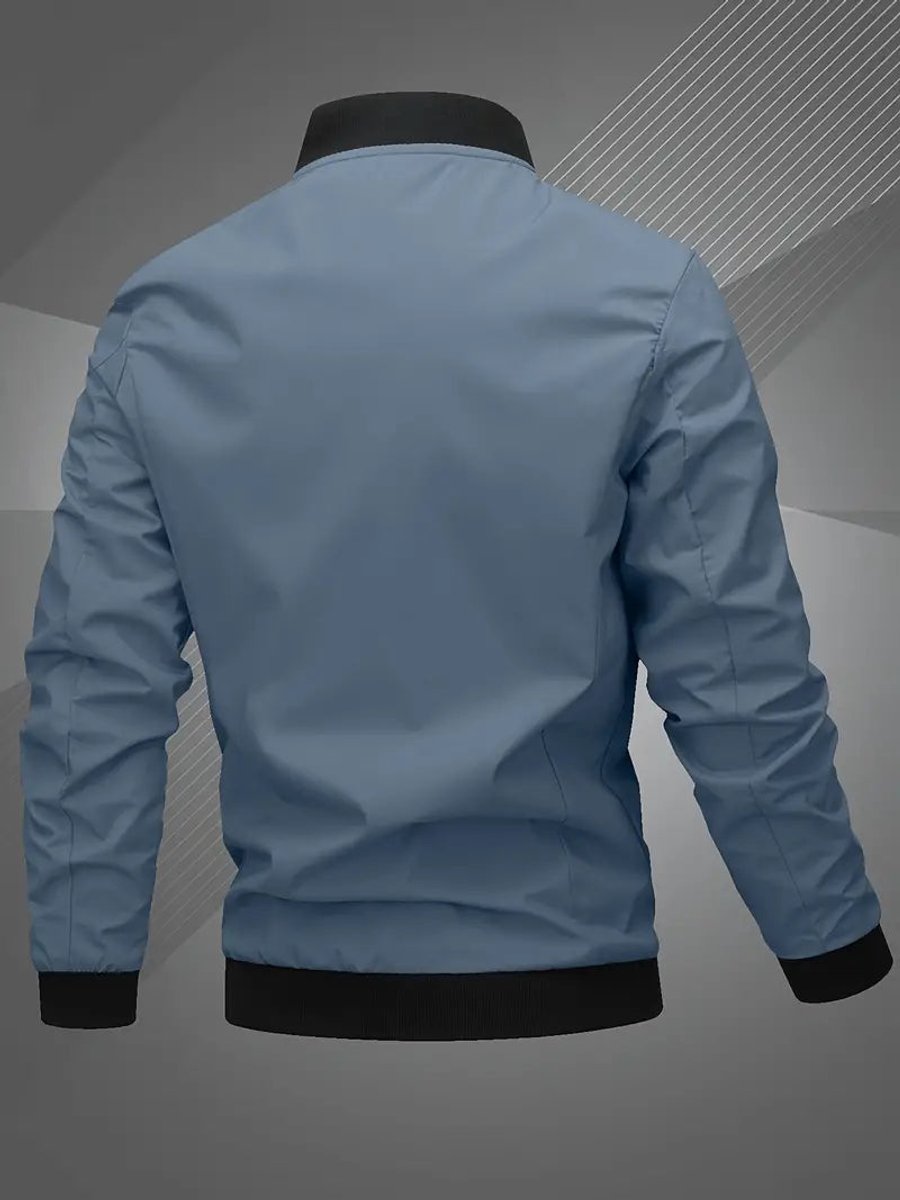 Herren Bomber Jacket Lässige Polyester Collegejacke Mit Baseball-Kragen