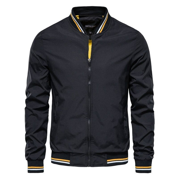 Herren Bomber Jacket unifarben mit Rippbündchen Reißverschluss