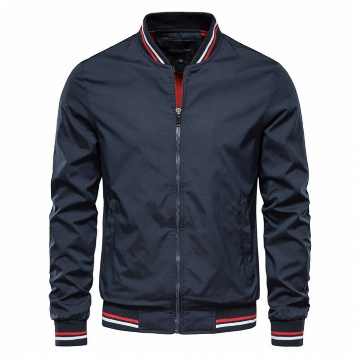 Herren Bomber Jacket unifarben mit Rippbündchen Reißverschluss
