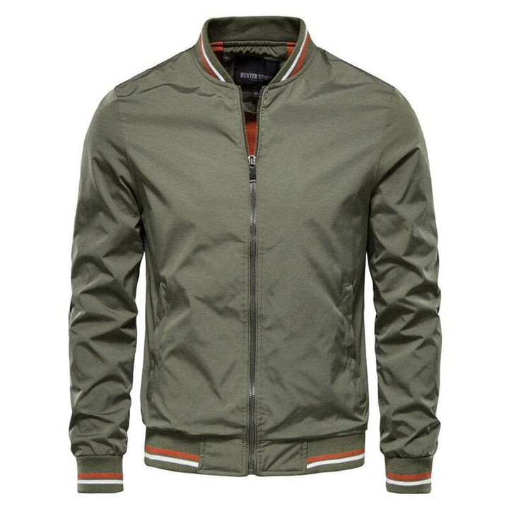 Herren Bomber Jacket unifarben mit Rippbündchen Reißverschluss
