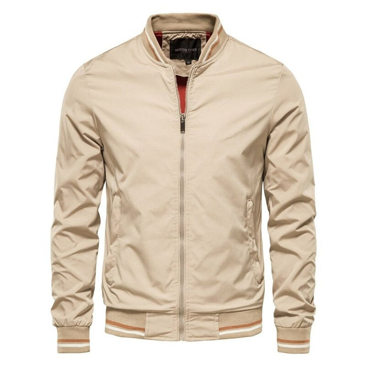 Herren Bomber Jacket unifarben mit Rippbündchen Reißverschluss