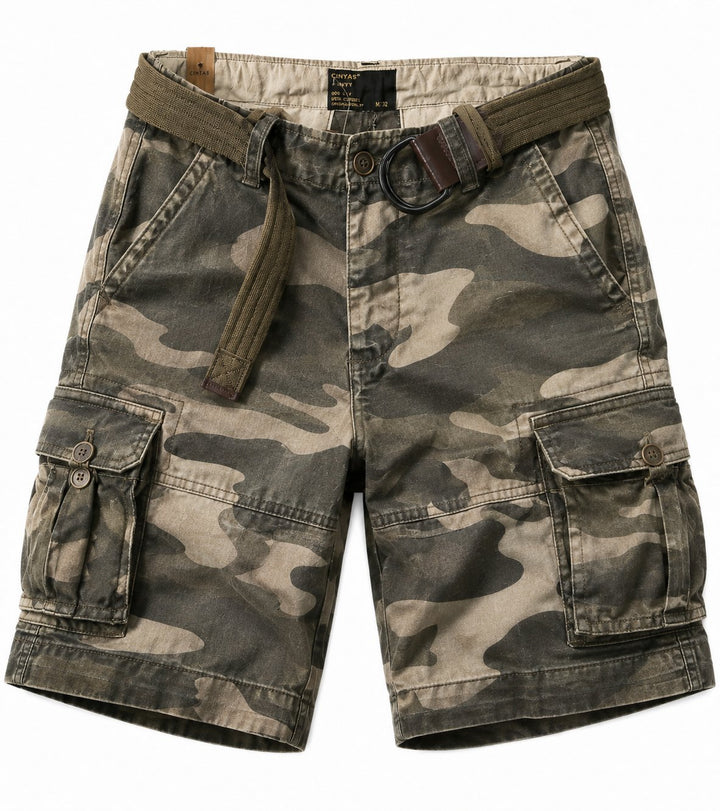 Herren Camouflage Relaxed-Fit Cargo Shorts Bermuda - Dunkles Camo