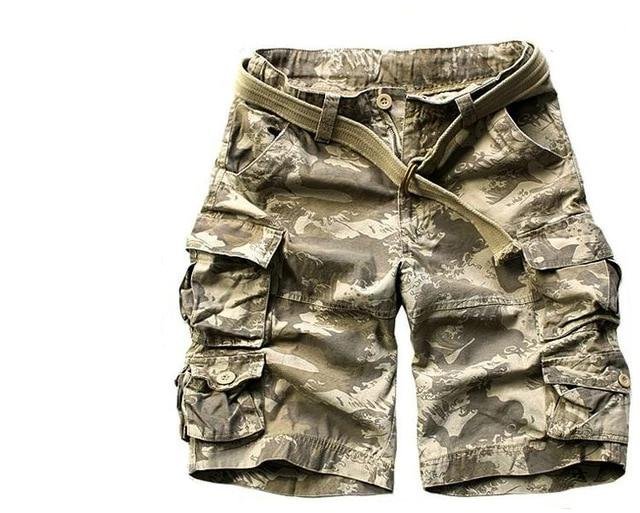 Herren Camouflage Relaxed-Fit Cargo Shorts Bermuda - Khaki Camo