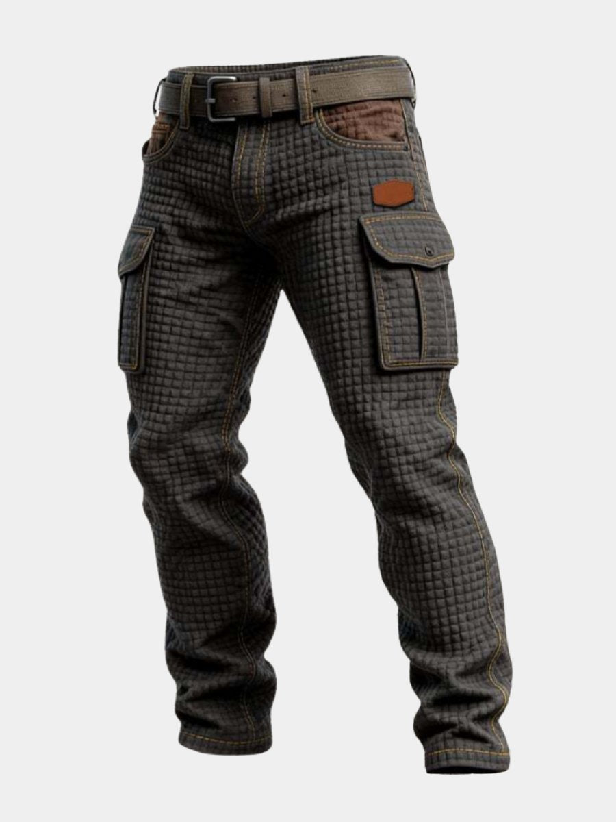 Herren Cargo-Hose Slim Fit Strukturmuster Seitentaschen
