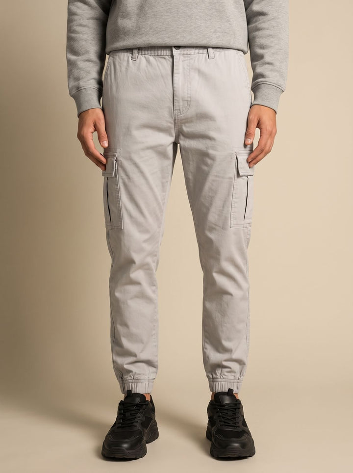 Herren Cargo Jogger Hose mit Cargotaschen elastischem Bund