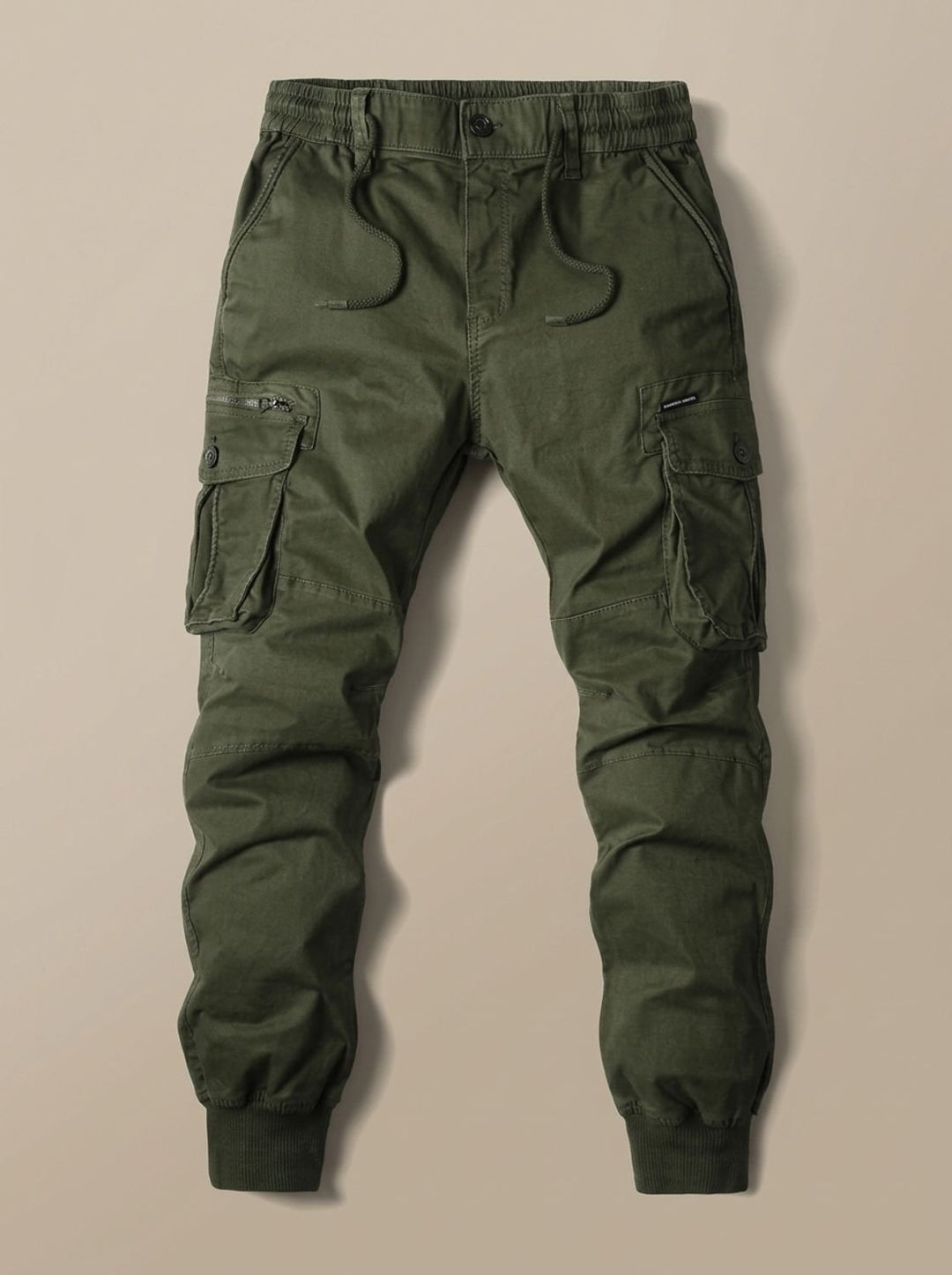 Herren Cargo Jogger Hose mit Cargotaschen elastischem Bund - Grün