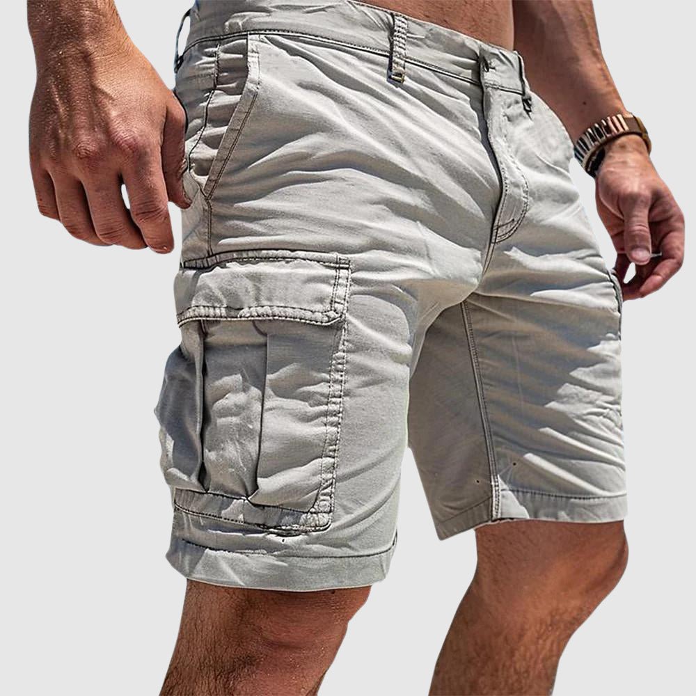 Herren Cargo Short mit Seitentaschen Knielang Gerade Schnitt - White