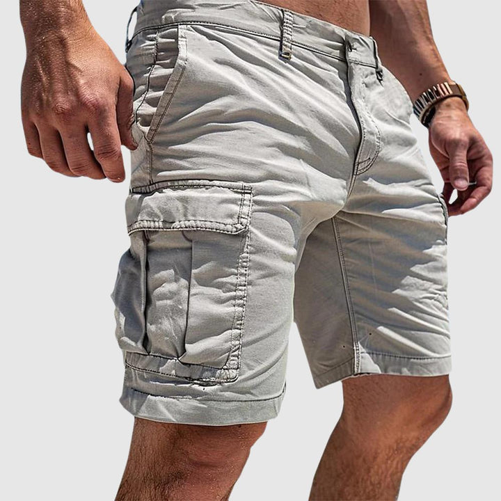 Herren Cargo Short mit Seitentaschen Knielang Gerade Schnitt - White