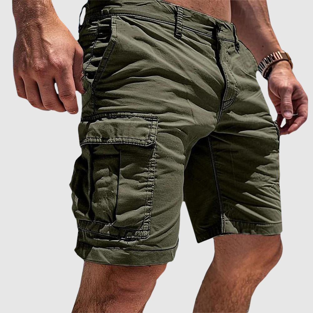 Herren Cargo Short mit Seitentaschen Knielang Gerade Schnitt - Green