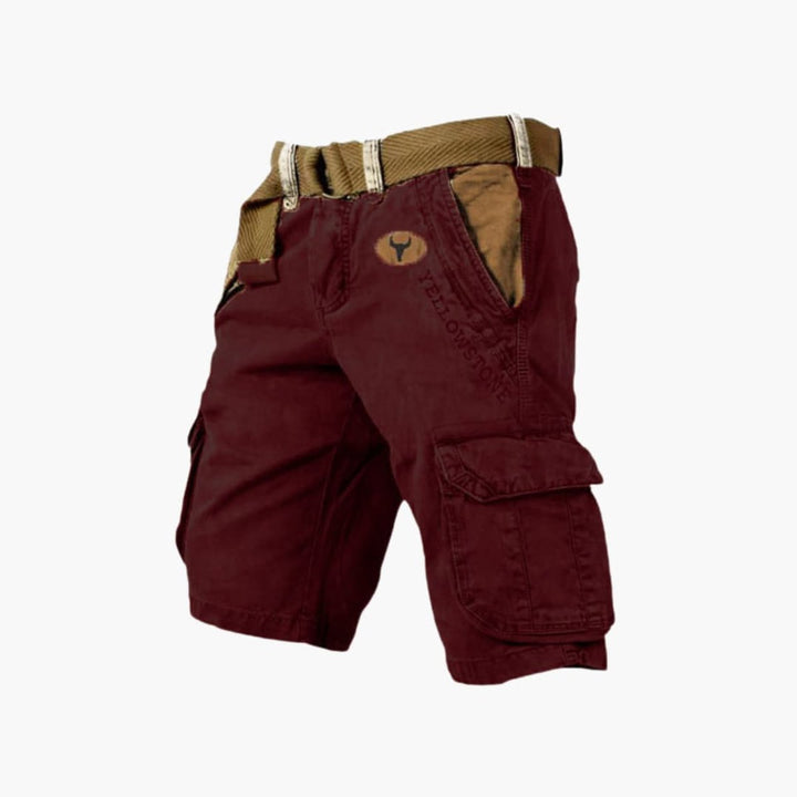 Herren Cargo-Shorts Locker Geschnitten 6-Taschen Outdoor - Burgunderrot