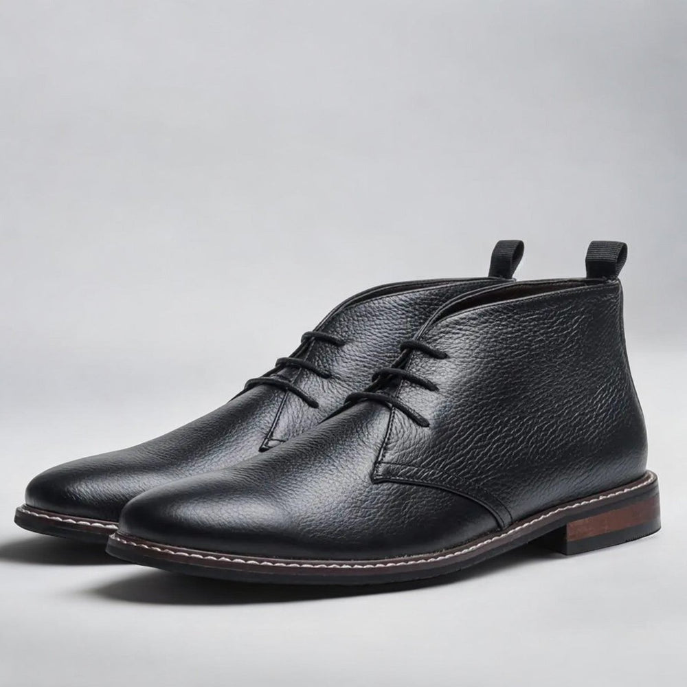 Herren Chukka mens boots Schnürung Kunstleder klassisch - Schwarz