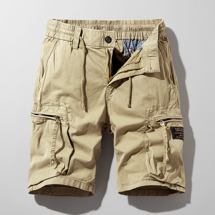 Herren Combat Work Cargo Short Elastikbund Mehrfachtaschen - Khaki