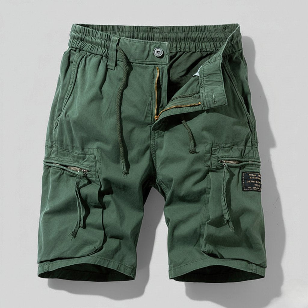 Herren Combat Work Cargo Short Elastikbund Mehrfachtaschen - Army Green