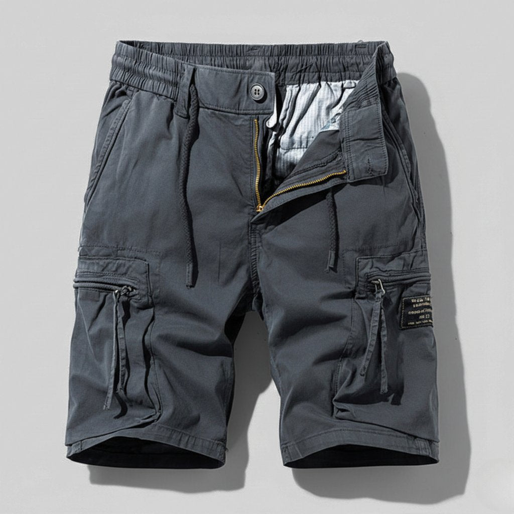 Herren Combat Work Cargo Short Elastikbund Mehrfachtaschen - Gray