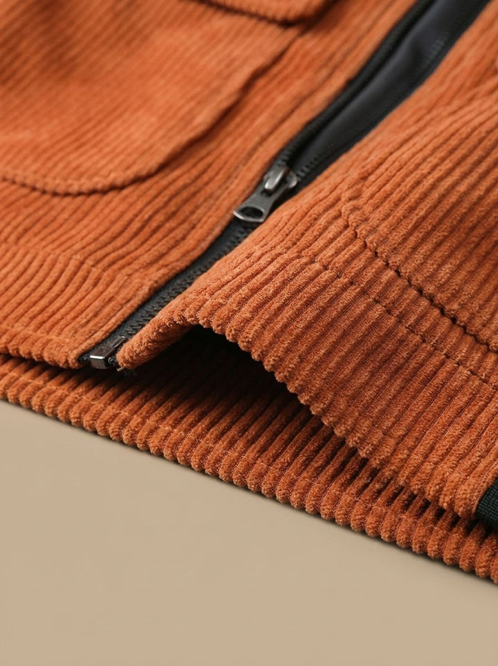 Herren Cord-Jacke mit Reißverschluss und Umlegekragen