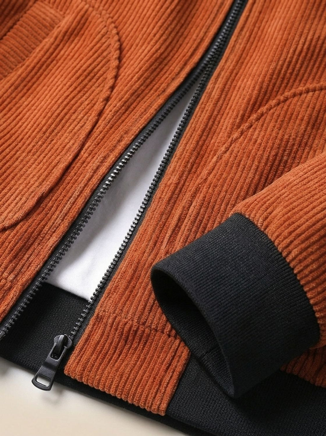 Herren Cord-Jacke mit Reißverschluss und Umlegekragen