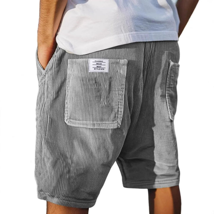Herren Cord-Shorts strukturierte Sommer-Bermuda mit Taschen - Grau