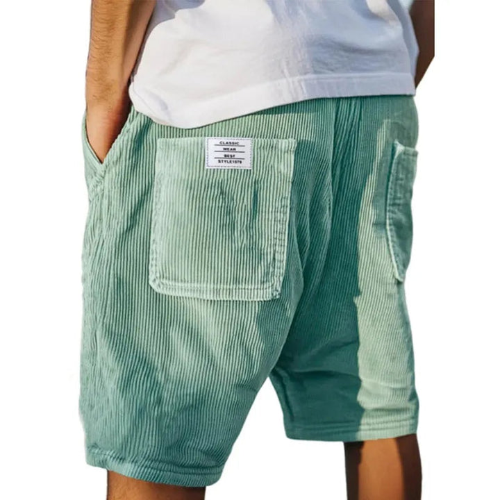 Herren Cord-Shorts strukturierte Sommer-Bermuda mit Taschen - Grün