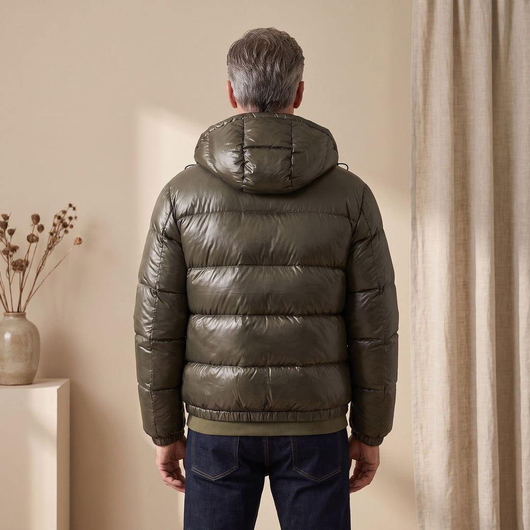 Herren Daunenjacke Kapuze Wasserabweisende Gesteppte Winterjacke
