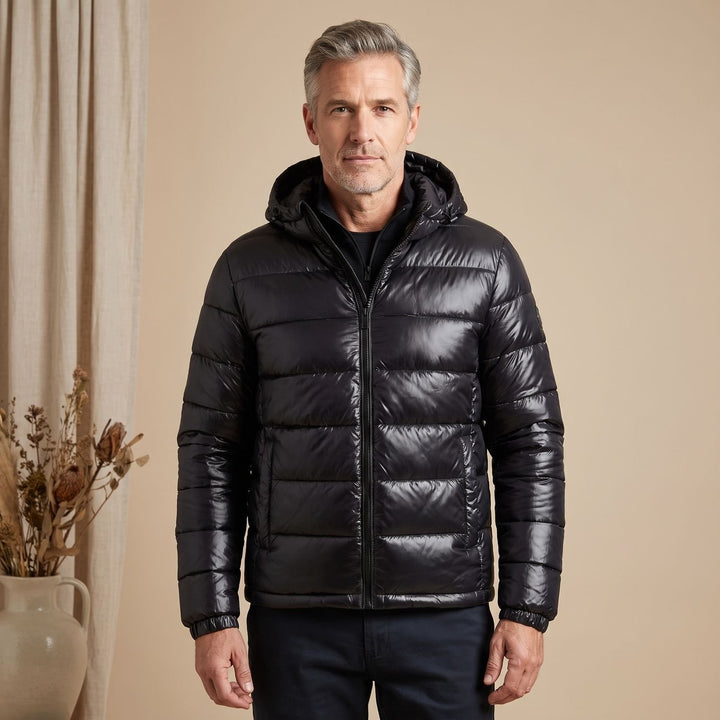 Herren Daunenjacke Kapuze Wasserabweisende Gesteppte Winterjacke