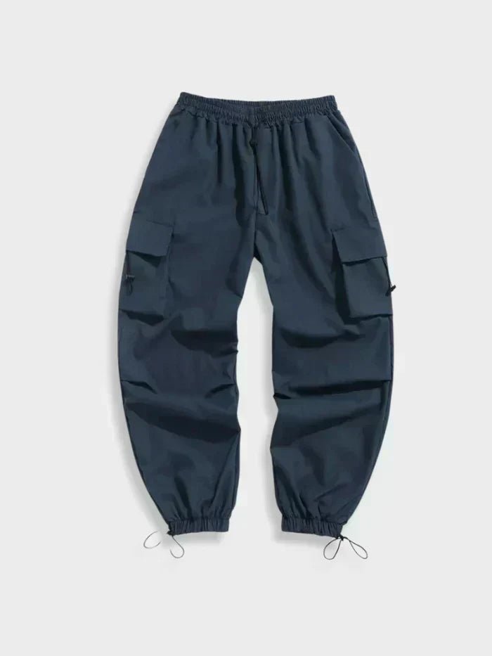 Herren Elastikbund Verstellbare Wide-Leg Cargo Hose - Blue