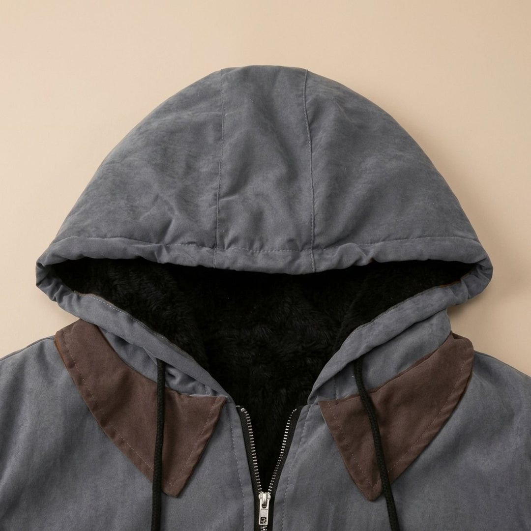 Herren Fleece-gefütterte Kapuzenjacke mit Reißverschluss für den Herbst
