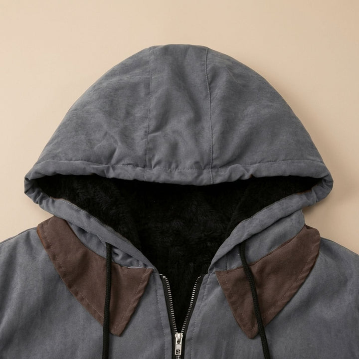 Herren Fleece-gefütterte Kapuzenjacke mit Reißverschluss für den Herbst