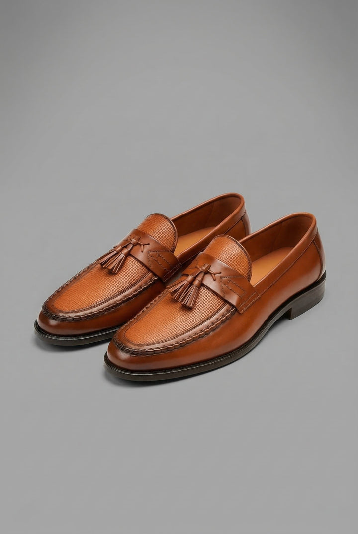 Herren Geflochtene Quasten-Slipper Klassische Leder-Loafer - Brown
