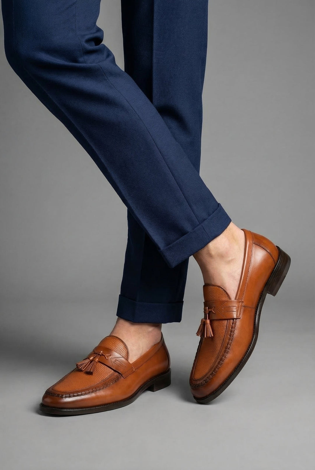 Herren Geflochtene Quasten-Slipper Klassische Leder-Loafer