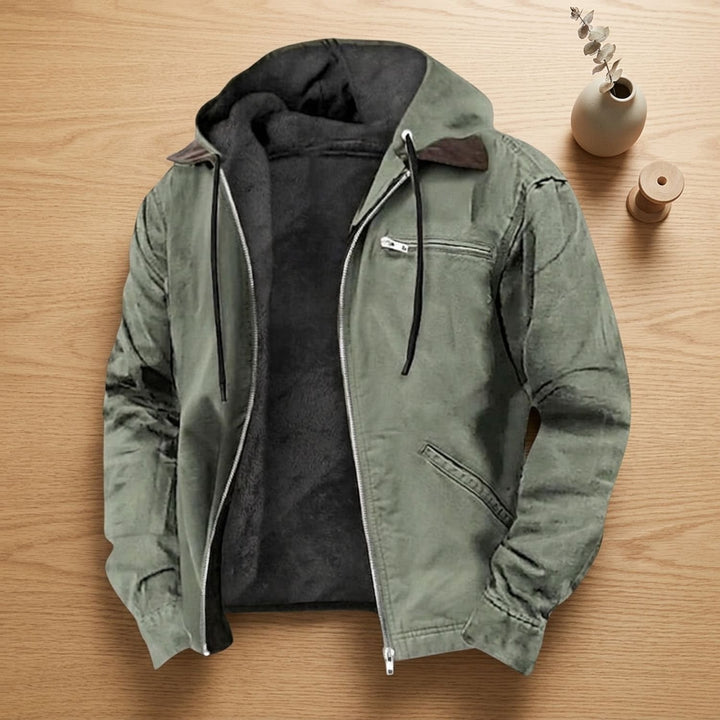 Herren Gefütterte Puffer Winterjacke mit Kapuze und Reißverschluss - Grün