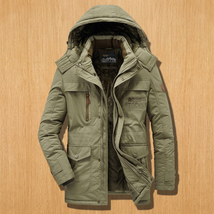 Herren Gefütterte Winterparka mit Kapuze Mehrfachtaschen - Grün