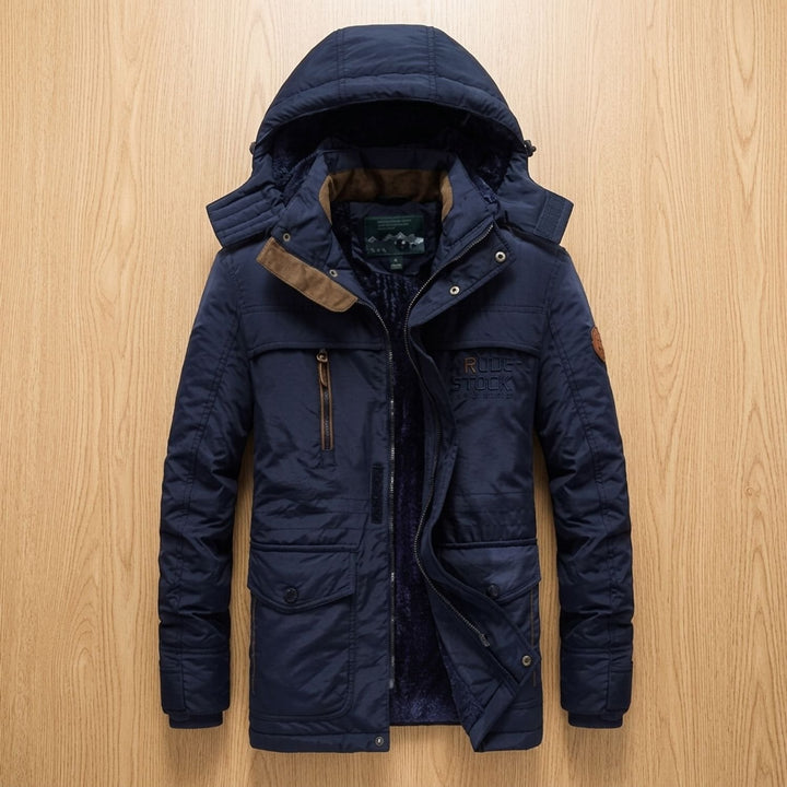 Herren Gefütterte Winterparka mit Kapuze Mehrfachtaschen - Dunkelblau