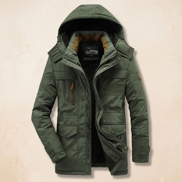 Herren Gefütterte Winterparka mit Kapuze Mehrfachtaschen - Dunkelgrün