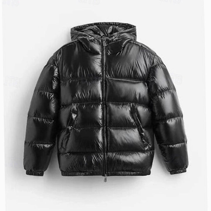Herren Gesteppte Pufferjacke mit Kapuze und Reißverschluss
