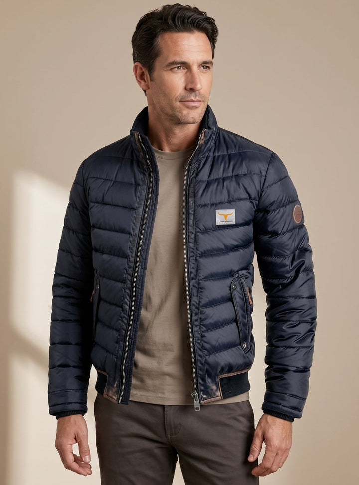 Herren Gesteppte Winterjacke mit Stehkragen und Reißverschluss