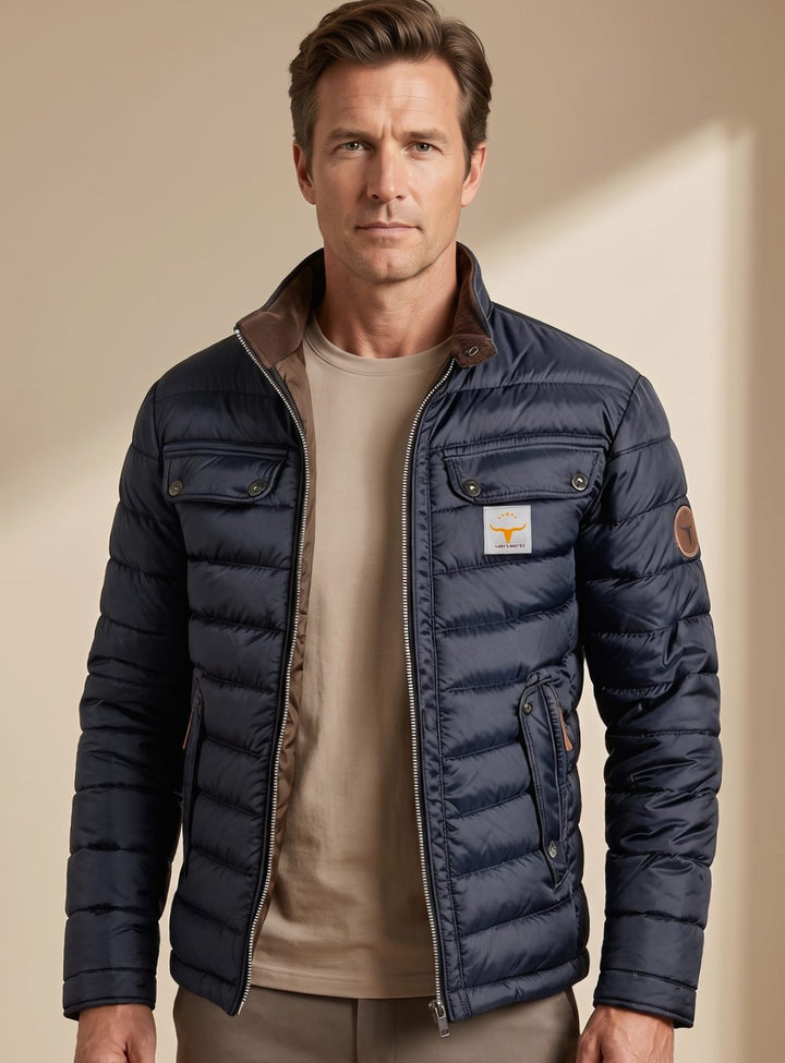 Herren Gesteppte Winterjacke mit Stehkragen und Reißverschluss