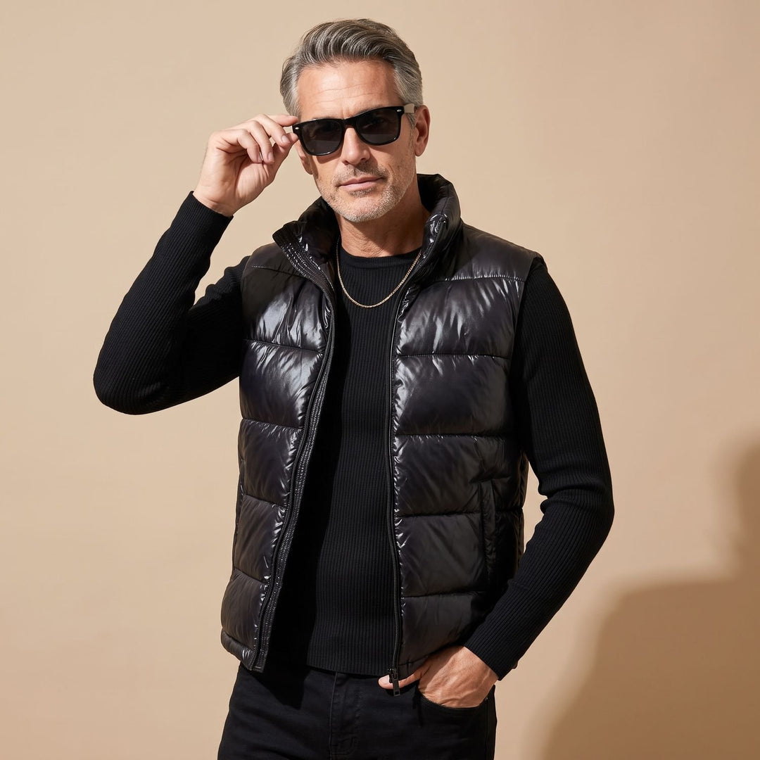 Herren Glanz Steppjacke mit Kapuze Sherpa-Gefüttert Winterjacke
