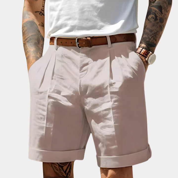 Herren Gürtel-Shorts Gefaltete Chino-Bermuda - Rosa