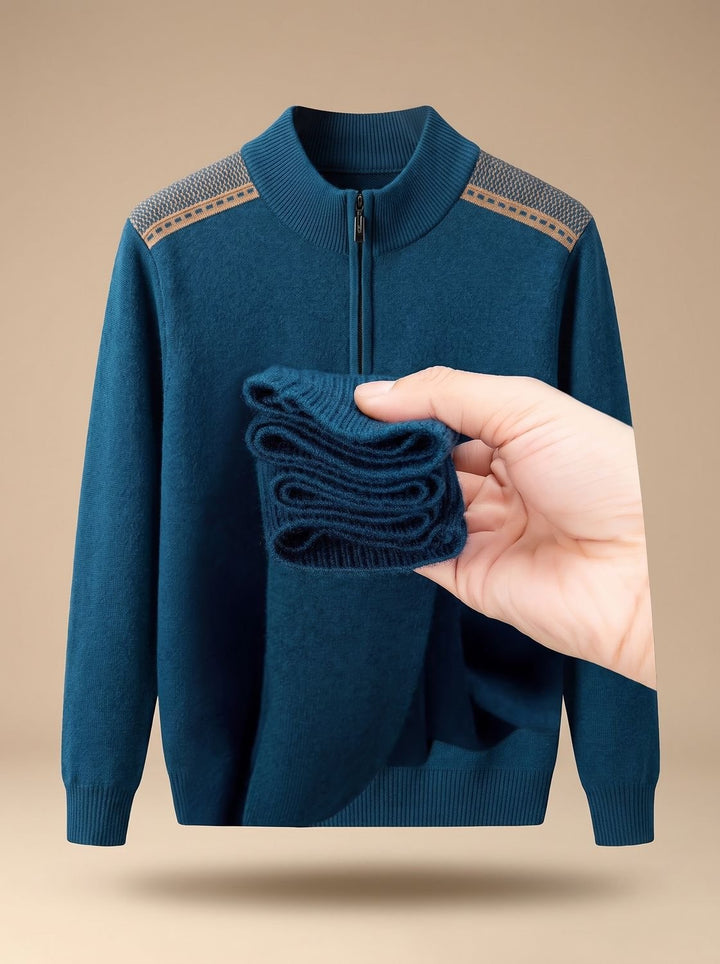 Herren Half-Zip Stehkragen Pullover mit Reißverschluss
