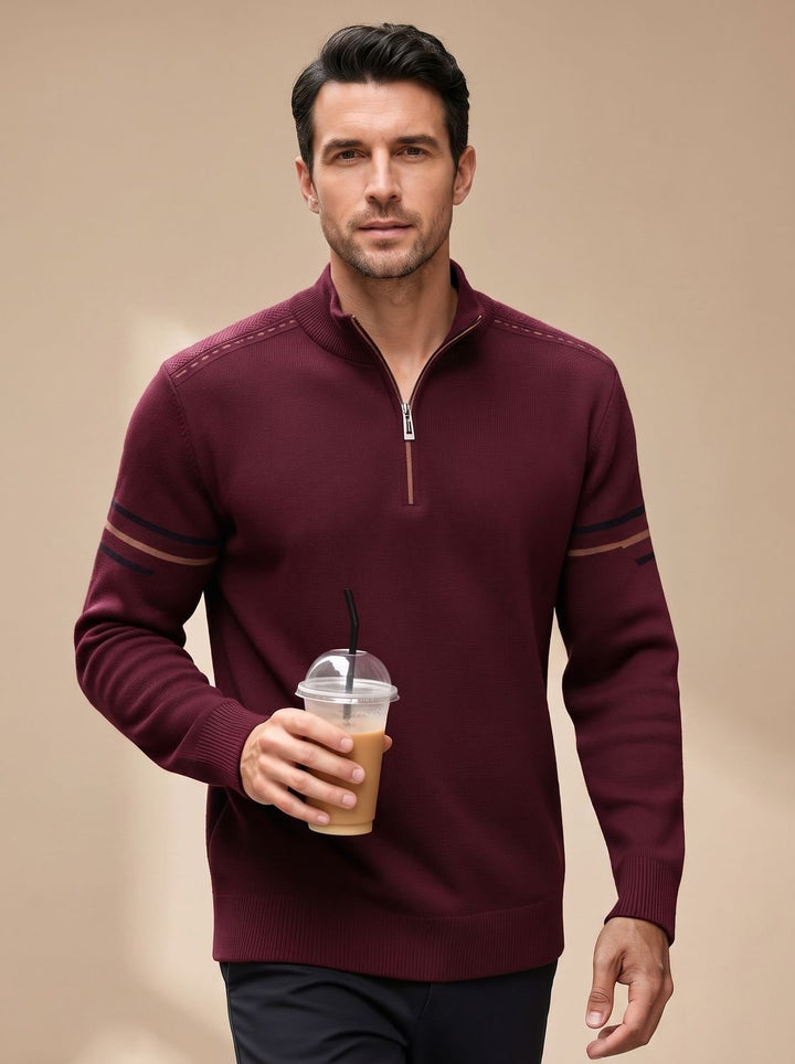 Herren Half-Zip Stehkragen Pullover mit Reißverschluss