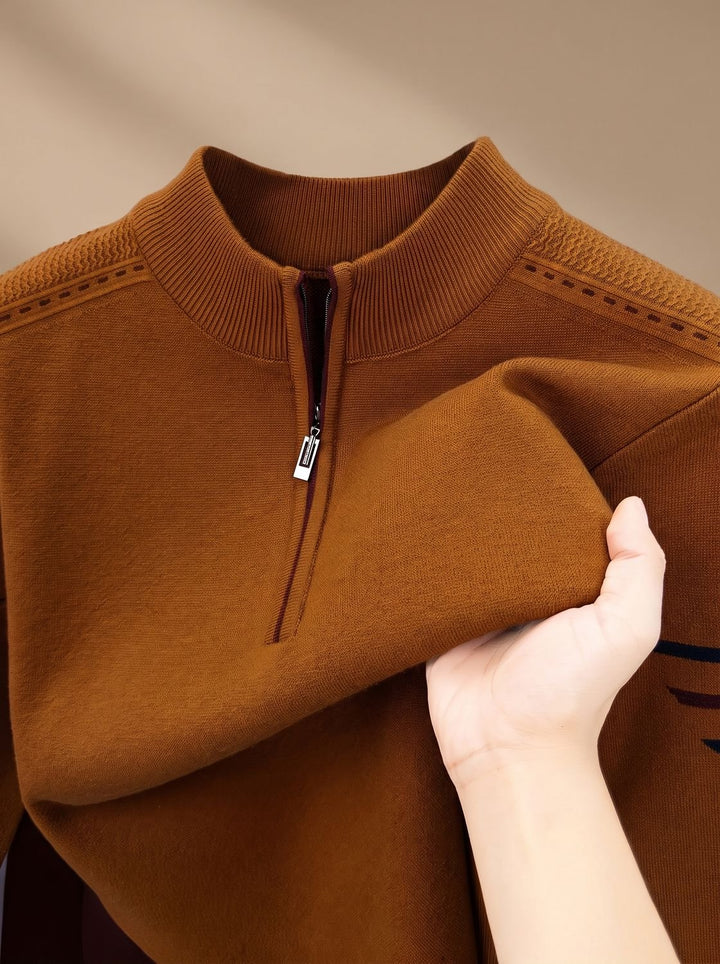 Herren Half-Zip Stehkragen Pullover mit Reißverschluss