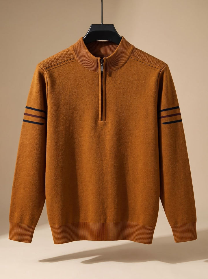 Herren Half-Zip Stehkragen Pullover mit Reißverschluss