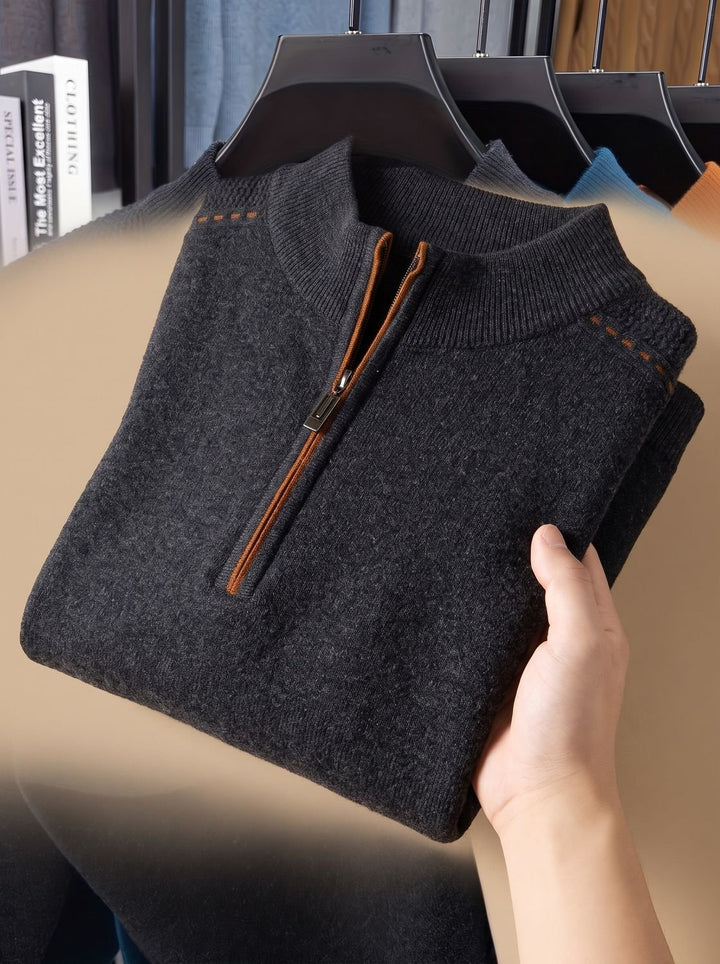 Herren Half-Zip Stehkragen Pullover mit Reißverschluss