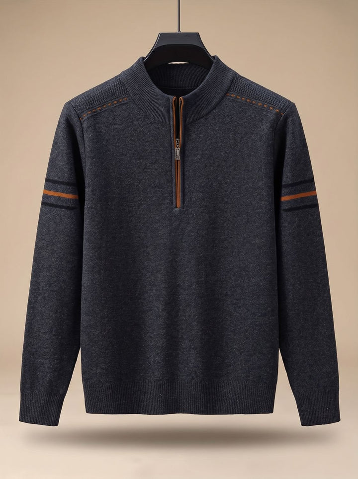 Herren Half-Zip Stehkragen Pullover mit Reißverschluss