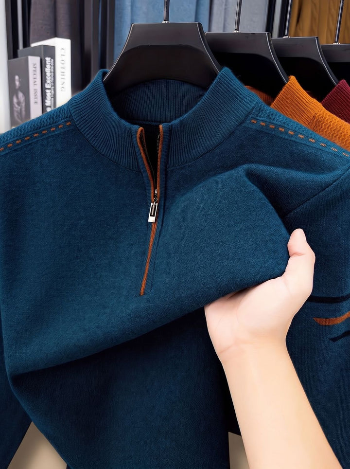Herren Half-Zip Stehkragen Pullover mit Reißverschluss