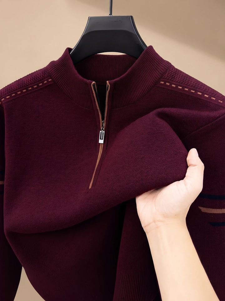 Herren Half-Zip Stehkragen Pullover mit Reißverschluss