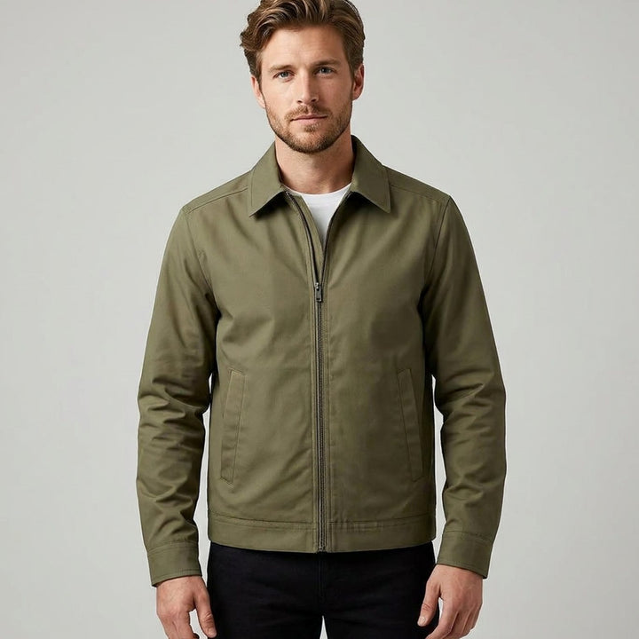 Herren Harrington-Bomberjacke mit kariertem Innenfutter und Reißverschluss